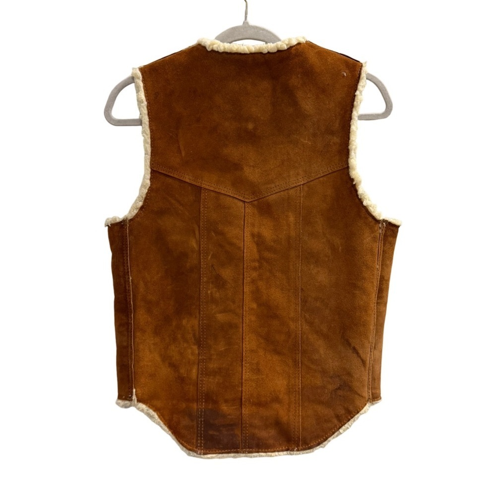 Vintage WRANGLER Western Leather Sherpa Lined Vest
Brown
Size Small - Picture 2 of 10